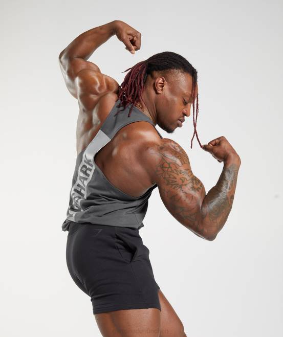 Silhouette grau Kleidung Gymshark Männer kräftiger Stringer 04P81015