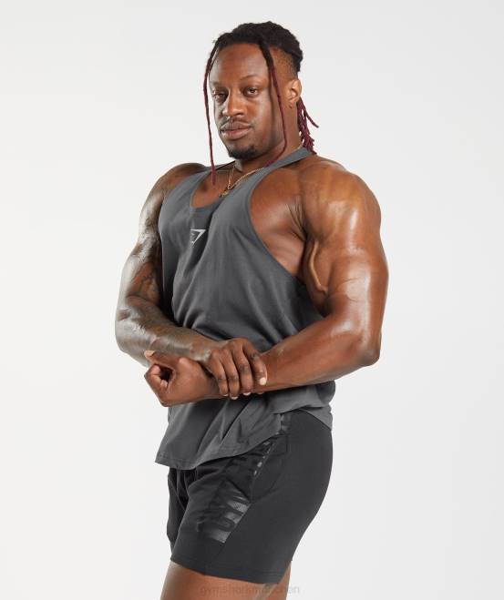 Silhouette grau Kleidung Gymshark Männer kräftiger Stringer 04P81015