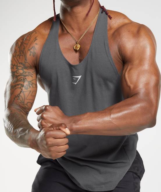 Silhouette grau Kleidung Gymshark Männer kräftiger Stringer 04P81015
