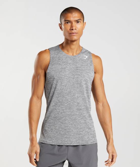 Silhouette grau/hellgrau meliert Kleidung Gymshark Männer Ankunft schlanker Mergeltank 04P8906