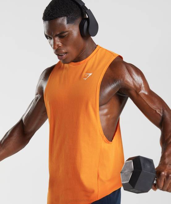 Sunburst-Orange Kleidung Gymshark Männer Reagieren Sie mit dem Drop-Arm-Tank 04P8948