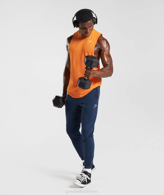 Sunburst-Orange Kleidung Gymshark Männer Reagieren Sie mit dem Drop-Arm-Tank 04P8948