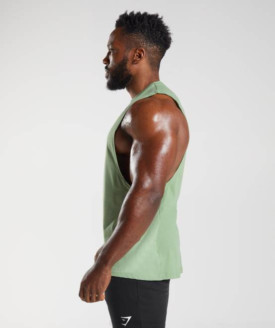 Tee grün Kleidung Gymshark Männer Reagieren Sie mit dem Drop-Arm-Tank 04P8970