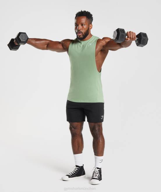 Tee grün Kleidung Gymshark Männer Reagieren Sie mit dem Drop-Arm-Tank 04P8970