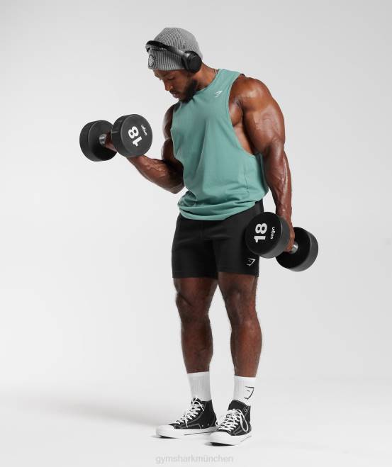 Tinte blaugrün (ausverkauft) Kleidung Gymshark Männer Reagieren Sie mit dem Drop-Arm-Tank 04P8973