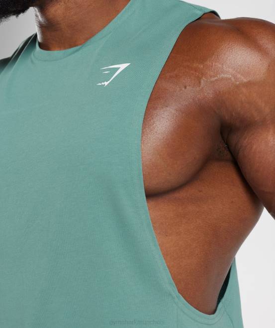 Tinte blaugrün (ausverkauft) Kleidung Gymshark Männer Reagieren Sie mit dem Drop-Arm-Tank 04P8973