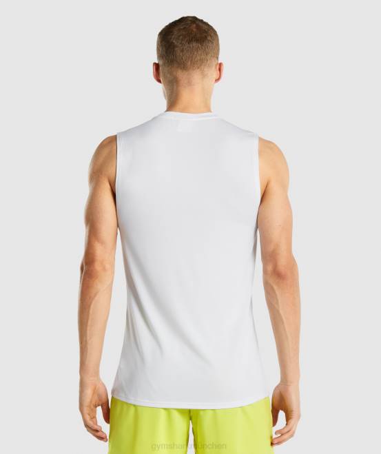 Weiß Kleidung Gymshark Männer Ankunft ärmelloses T-Shirt 04P8898