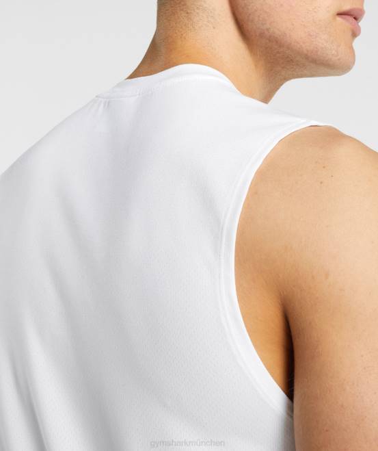 Weiß Kleidung Gymshark Männer Ankunft ärmelloses T-Shirt 04P8898