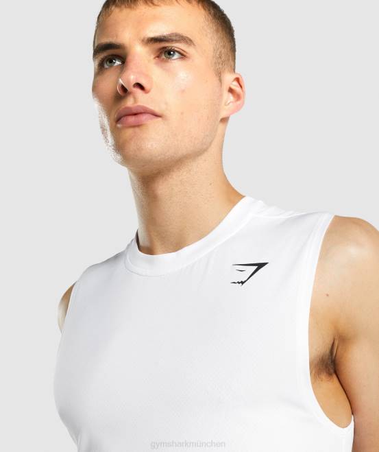 Weiß Kleidung Gymshark Männer Ankunft ärmelloses T-Shirt 04P8898