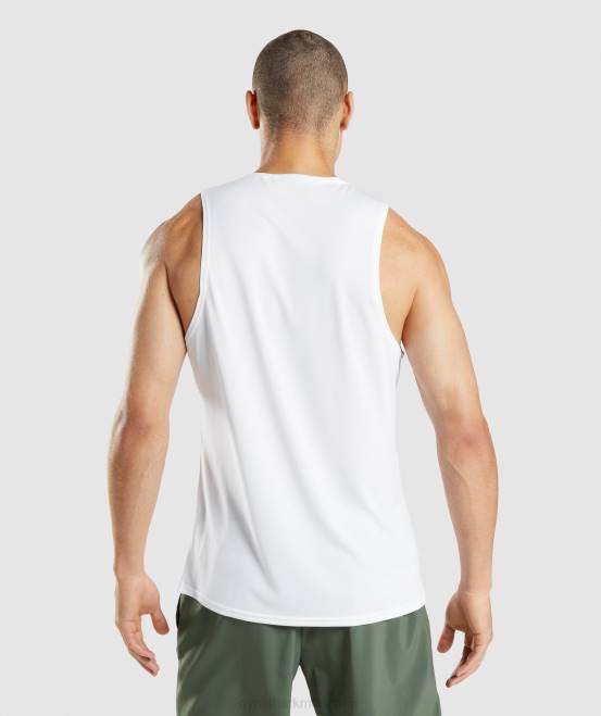 Weiß Kleidung Gymshark Männer Ankunftstank 04P8897