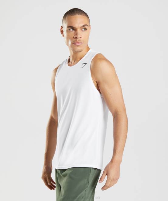 Weiß Kleidung Gymshark Männer Ankunftstank 04P8897