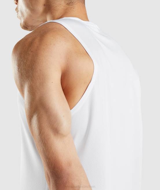 Weiß Kleidung Gymshark Männer Ankunftstank 04P8897