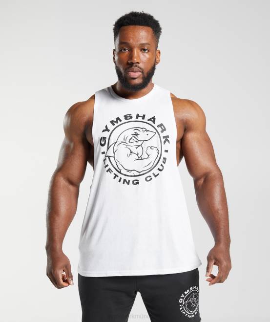 Weiß Kleidung Gymshark Männer Legacy-Drop-Arm-Tank 04P8935