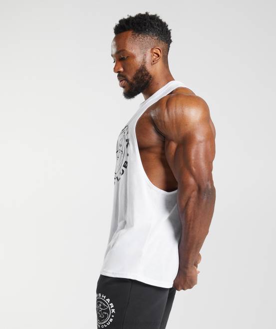 Weiß Kleidung Gymshark Männer Legacy-Drop-Arm-Tank 04P8935