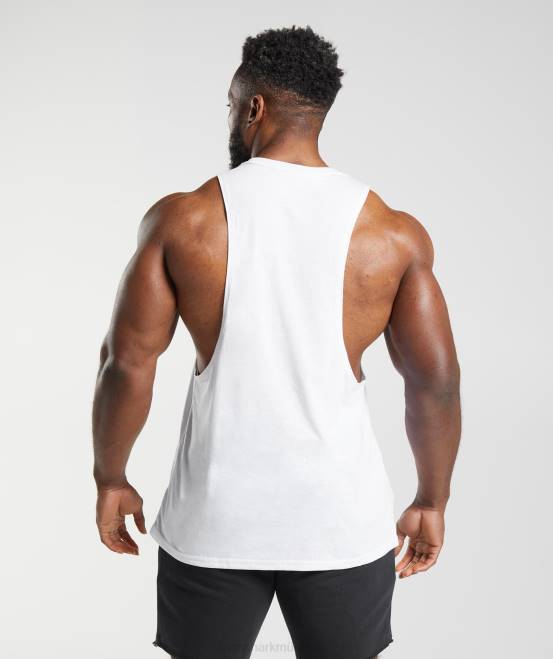 Weiß Kleidung Gymshark Männer Legacy-Drop-Arm-Tank 04P8935