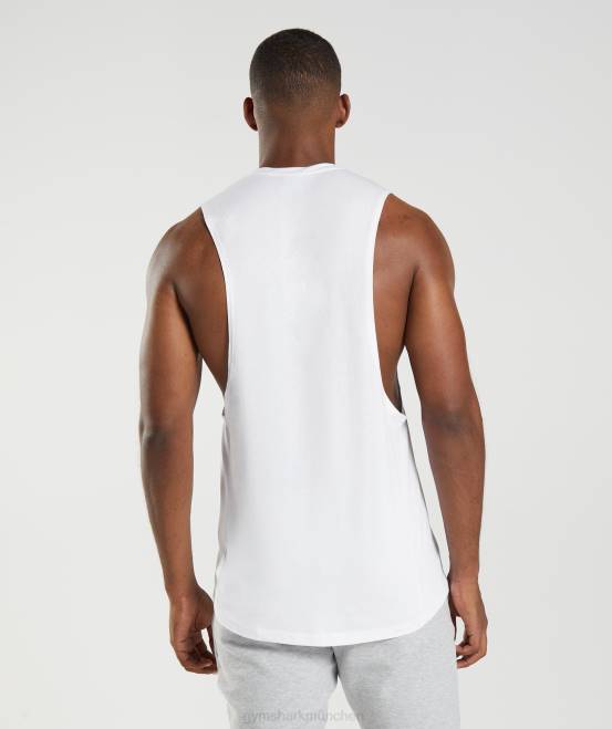 Weiß Kleidung Gymshark Männer Reagieren Sie mit dem Drop-Arm-Tank 04P8883