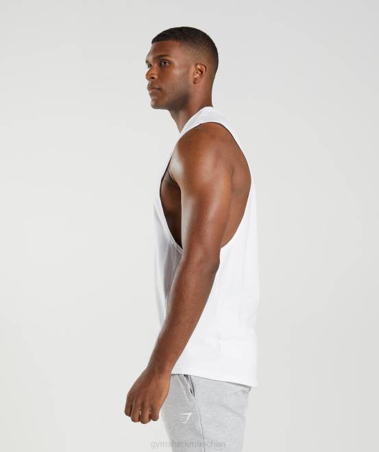 Weiß Kleidung Gymshark Männer Reagieren Sie mit dem Drop-Arm-Tank 04P8883
