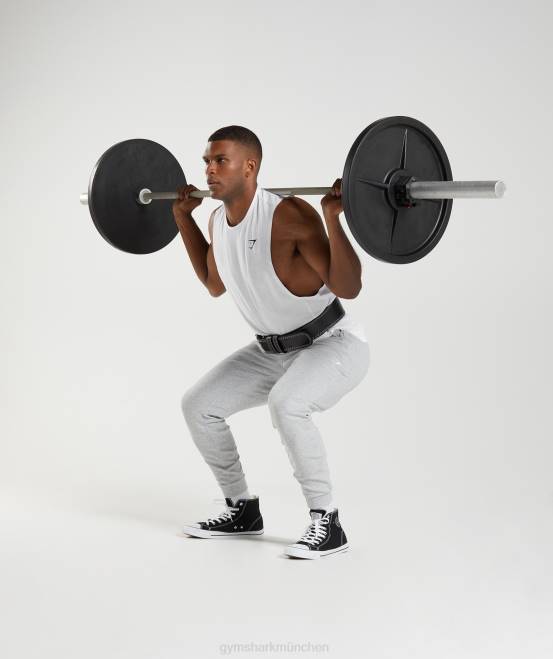 Weiß Kleidung Gymshark Männer Reagieren Sie mit dem Drop-Arm-Tank 04P8883