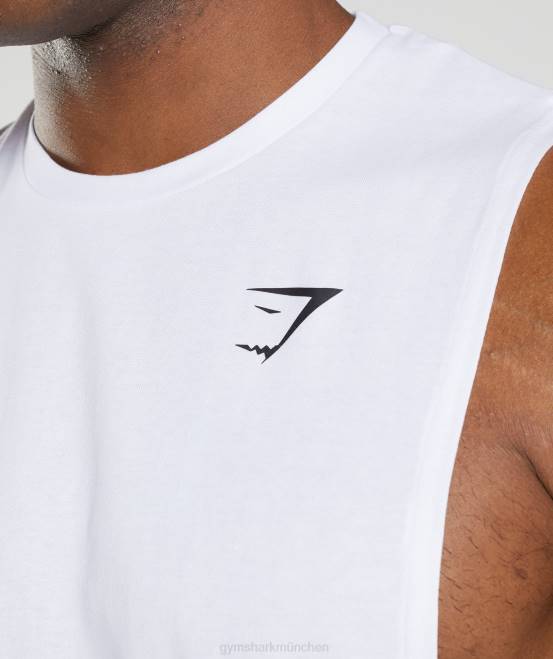 Weiß Kleidung Gymshark Männer Reagieren Sie mit dem Drop-Arm-Tank 04P8883