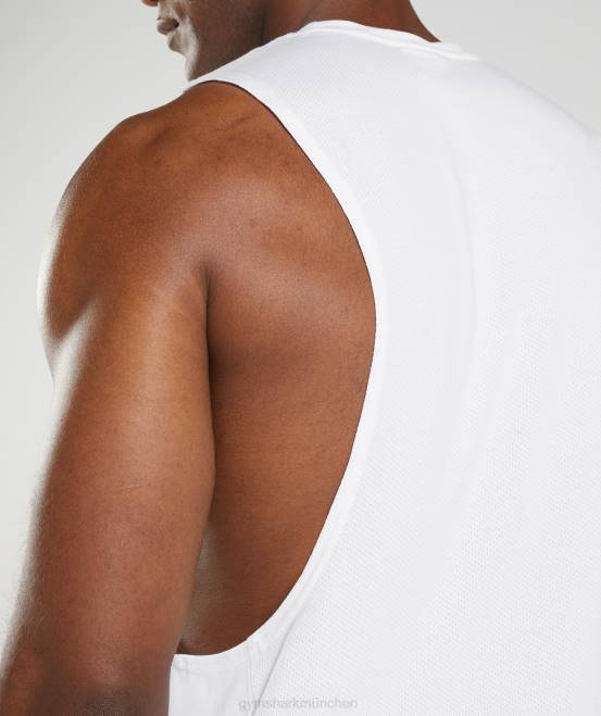 Weiß Kleidung Gymshark Männer Reagieren Sie mit dem Drop-Arm-Tank 04P8883