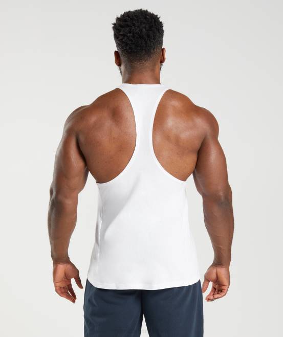 Weiß Kleidung Gymshark Männer Stringer reagieren 04P8981
