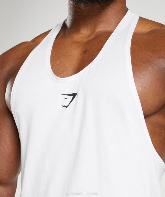 Weiß Kleidung Gymshark Männer Stringer reagieren 04P8981