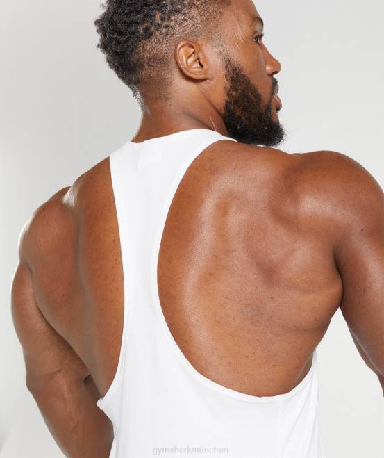 Weiß Kleidung Gymshark Männer Stringer reagieren 04P8981