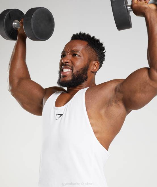 Weiß Kleidung Gymshark Männer Stringer reagieren 04P8981