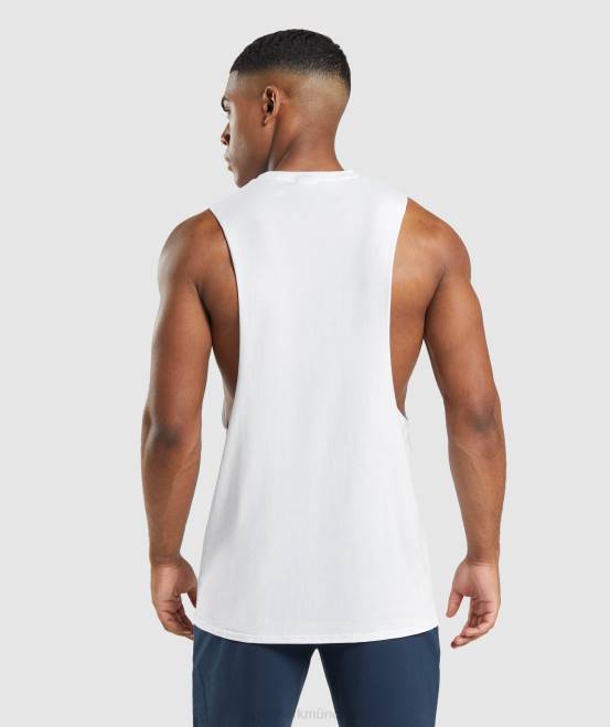Weiß Kleidung Gymshark Männer kritischer 2.0 Drop-Arm-Tank 04P8901