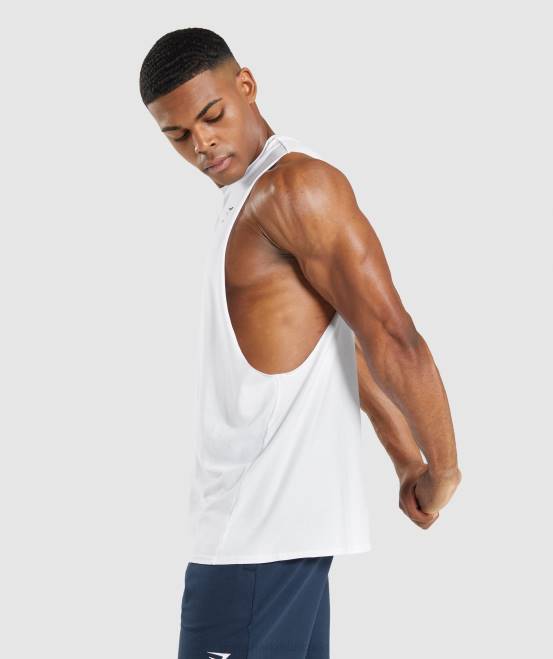 Weiß Kleidung Gymshark Männer kritischer 2.0 Drop-Arm-Tank 04P8901