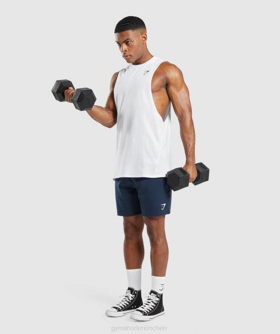 Weiß Kleidung Gymshark Männer kritischer 2.0 Drop-Arm-Tank 04P8901