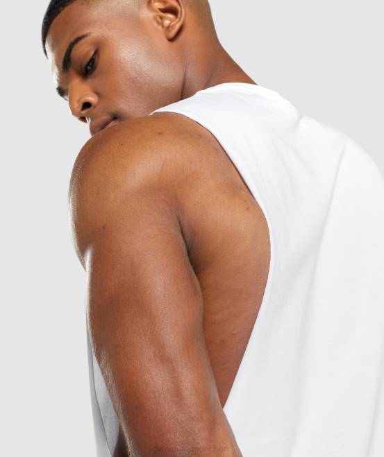 Weiß Kleidung Gymshark Männer kritischer 2.0 Drop-Arm-Tank 04P8901