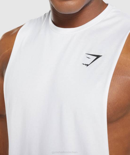 Weiß Kleidung Gymshark Männer kritischer 2.0 Drop-Arm-Tank 04P8901