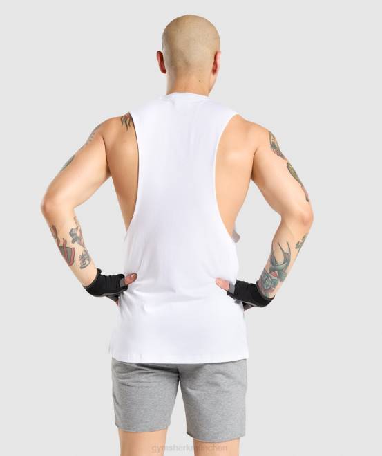 Weiß Kleidung Gymshark Männer kritischer Drop-Arm-Tank 04P8936