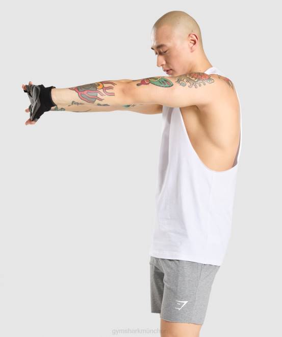 Weiß Kleidung Gymshark Männer kritischer Drop-Arm-Tank 04P8936