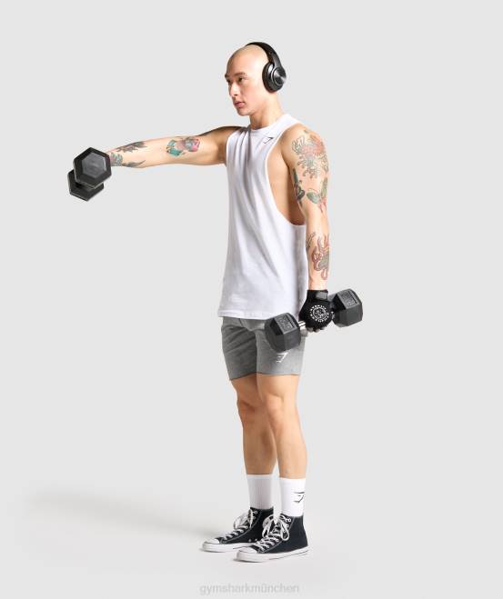 Weiß Kleidung Gymshark Männer kritischer Drop-Arm-Tank 04P8936