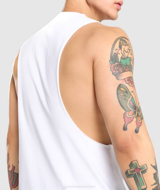 Weiß Kleidung Gymshark Männer kritischer Drop-Arm-Tank 04P8936