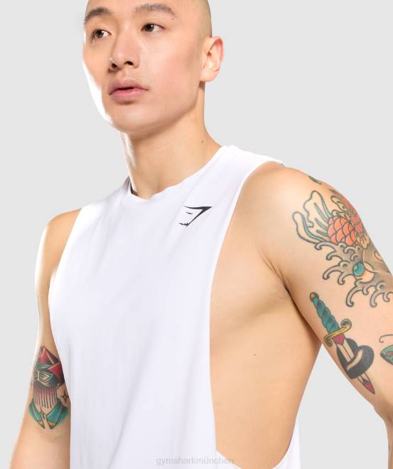 Weiß Kleidung Gymshark Männer kritischer Drop-Arm-Tank 04P8936