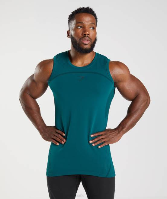 Winterblaugrün/Schwarz Kleidung Gymshark Männer 315 nahtloser Tank 04P8926