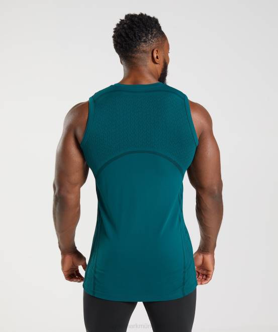 Winterblaugrün/Schwarz Kleidung Gymshark Männer 315 nahtloser Tank 04P8926