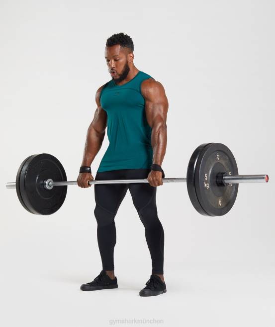 Winterblaugrün/Schwarz Kleidung Gymshark Männer 315 nahtloser Tank 04P8926