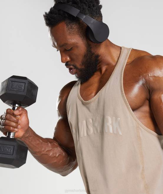 Zementbraun Kleidung Gymshark Männer Powergewaschener Stringer 04P81009