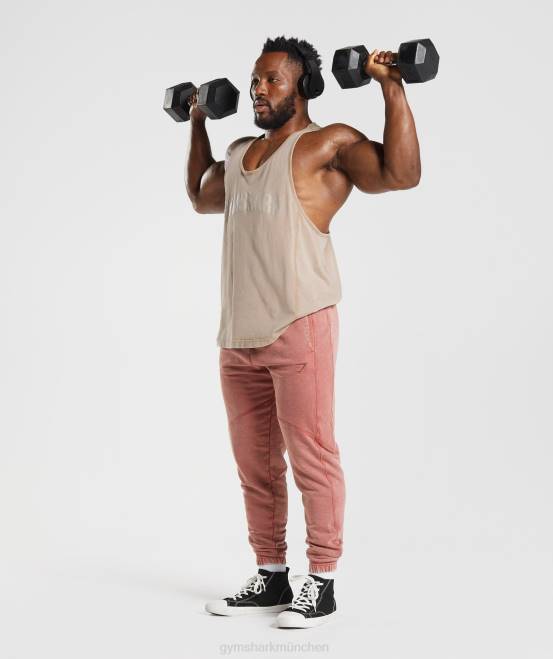 Zementbraun Kleidung Gymshark Männer Powergewaschener Stringer 04P81009