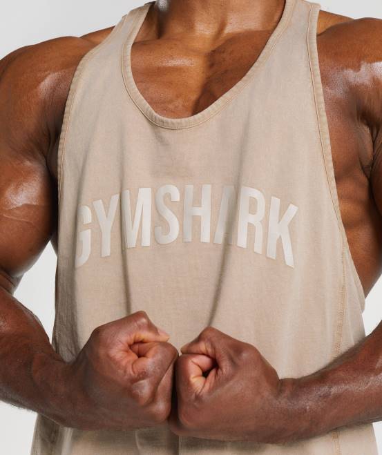 Zementbraun Kleidung Gymshark Männer Powergewaschener Stringer 04P81009