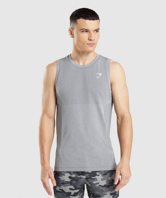 anthrazitgrau meliert Kleidung Gymshark Männer Vitaler nahtloser leichter Panzer 04P8962