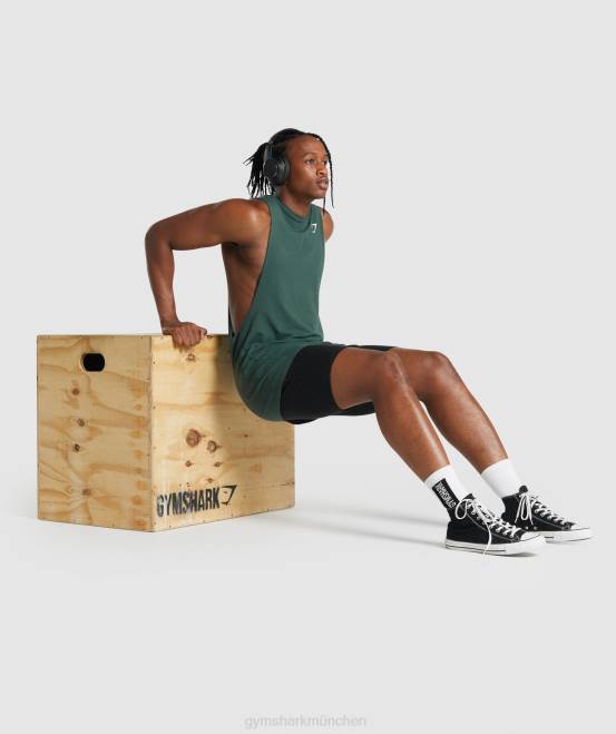 dunkelgrün Kleidung Gymshark Männer kritischer 2.0 Drop-Arm-Tank 04P8931