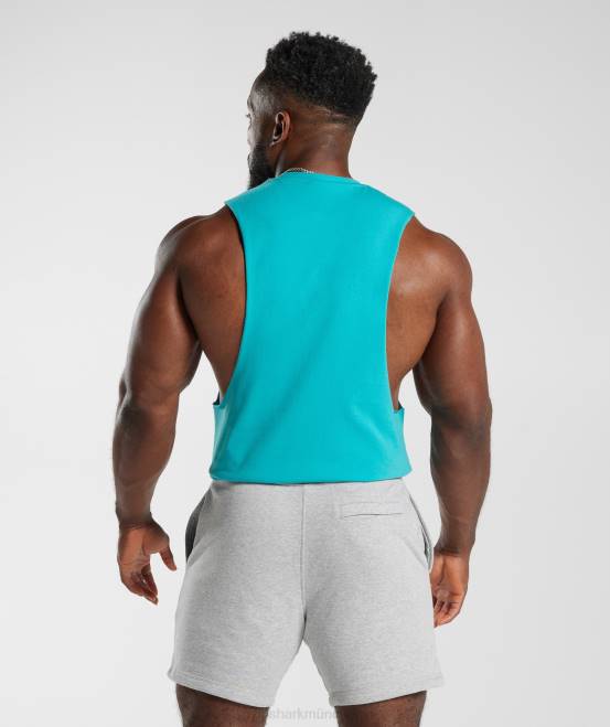 Ägäisches Blau Kleidung Gymshark Männer Retrowave Drop-Arm-Tank 04P8893