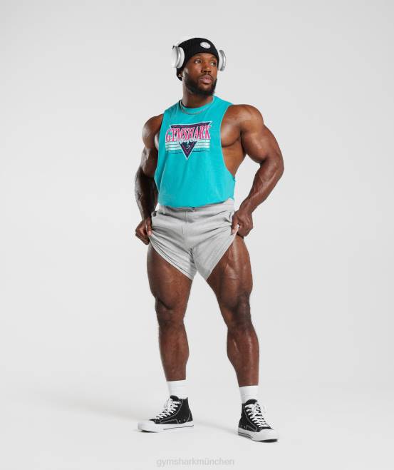 Ägäisches Blau Kleidung Gymshark Männer Retrowave Drop-Arm-Tank 04P8893