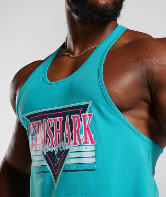 Ägäisches Blau Kleidung Gymshark Männer Retrowave-Stringer 04P8990
