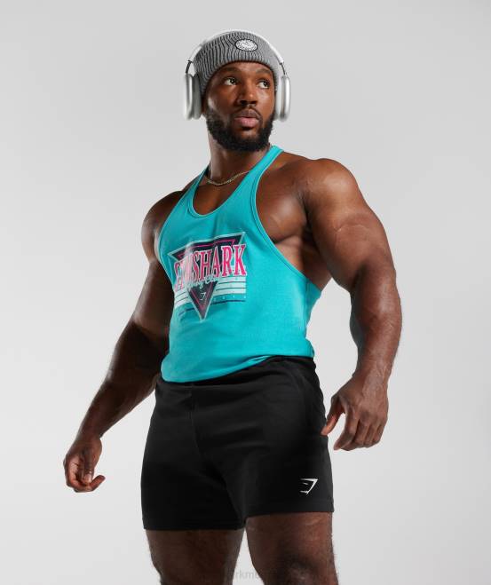 Ägäisches Blau Kleidung Gymshark Männer Retrowave-Stringer 04P8990